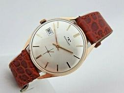 Technos 18 kt rose gold  60's  manual winding  mens 34 mm   