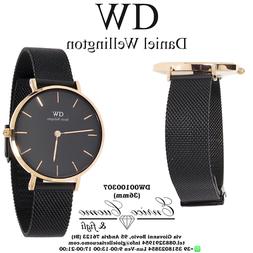 36mm cassa rosata oro rosa e maglia milanese acciaio nero DW