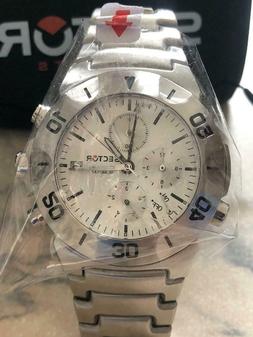 SECTOR 450 CRONO DA POLSO DATA ALARM QUADRANTE BIANCO ACCIAI