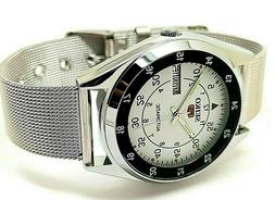 Seiko 5 Automatico Uomo Acciaio Ferrovia Orario Giorno/Data 