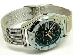 Seiko 5 Automatico Uomo Acciaio Quadrante Nero Vintage Giorn