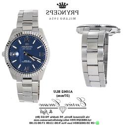 Andria Uomo Donna Cassa Piatta In Acciaio Pieno Quadrante Bl