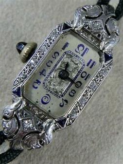 Antique Art D&eacute;co Euro Diamante Zaffiro Filigrana 14KT Oro B