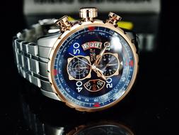 Invicta Men's Aviator Chronograph Silver-Tone Steel Blue Dia