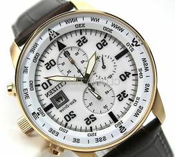 Citizen Aviator Laminato Gold Crono Eco-Drive Solare Bianco 