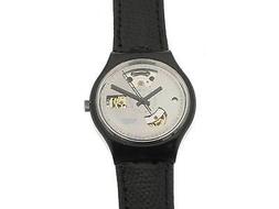 SWATCH Black Motion total black cinturino pelle e quadrante 