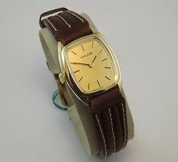 BULOVA ORO 18 Kt  RETTANGOLARE DONNA ANNI '80 VINTAGE WRIST 