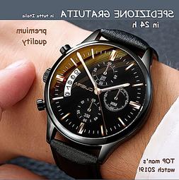 O Casual Regalo Uomo Qualit&agrave; Elegante Nero Cinturino Pelle 