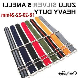 O Nylon Zulu G10 5 Anelli Silver Heavy 18mm 20mm 22mm 24mm N