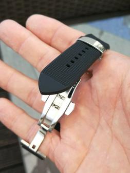 O Silicone Gomma Solida Bracciale Deployante Acciaio Ansa 20