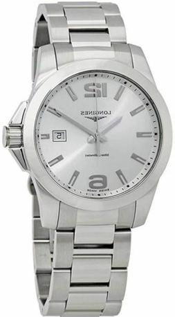 Longines Conquest argento al quarzo L37594766 -