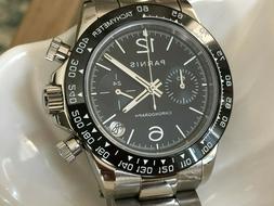 PARNIS CRONOGRAFO AL QUARZO DIAL NERO VETRO ZAFFIRO - 39 mm 
