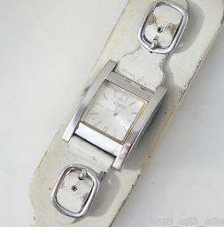 O Bianco Cinturino In Pelle Argento Analogico