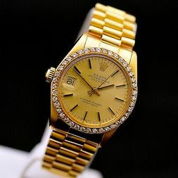 Rolex Datejust 18 kt gold 31 mm ref 6827 diamonds bezel serv