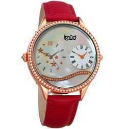 Donna Burgi BUR184RD Cristallo Dual Time Madreperla pelle Ro