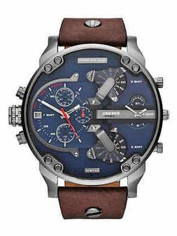 DIESEL DZ7314 Uomo 57mm Acciaio Pelle Blu Marrone Quarzo Cro