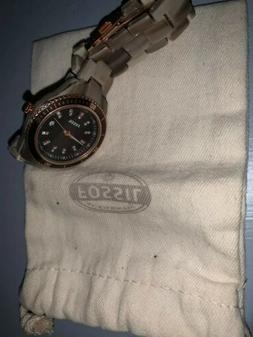 Fossil ES3094 Quadrante Marrone Cinturino in Gomma Women's W