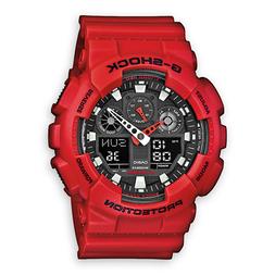 O Da Uomo Casio Con Garazia Ga-100b-4aer In Gomma Rosso E Ne