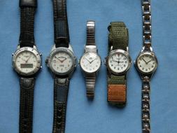 Timex Indiglo, Dakota,Kunado 5 Units Quartz For Repair