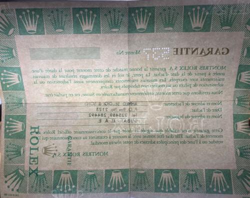 1985 garanzia certificate paper blank daytona gmt