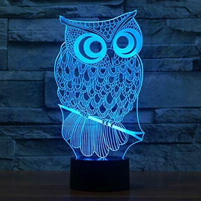 3d illusion lampada gufo led night light