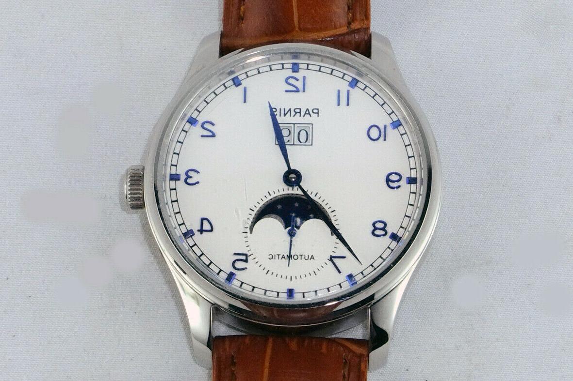 43mm automatico fasi lunari vetro zaffiro quadrante