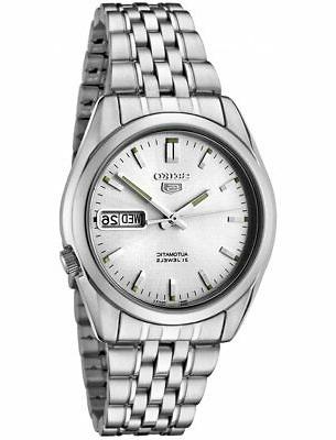 5 automatico quadrante argento acciaio 37mm custodia