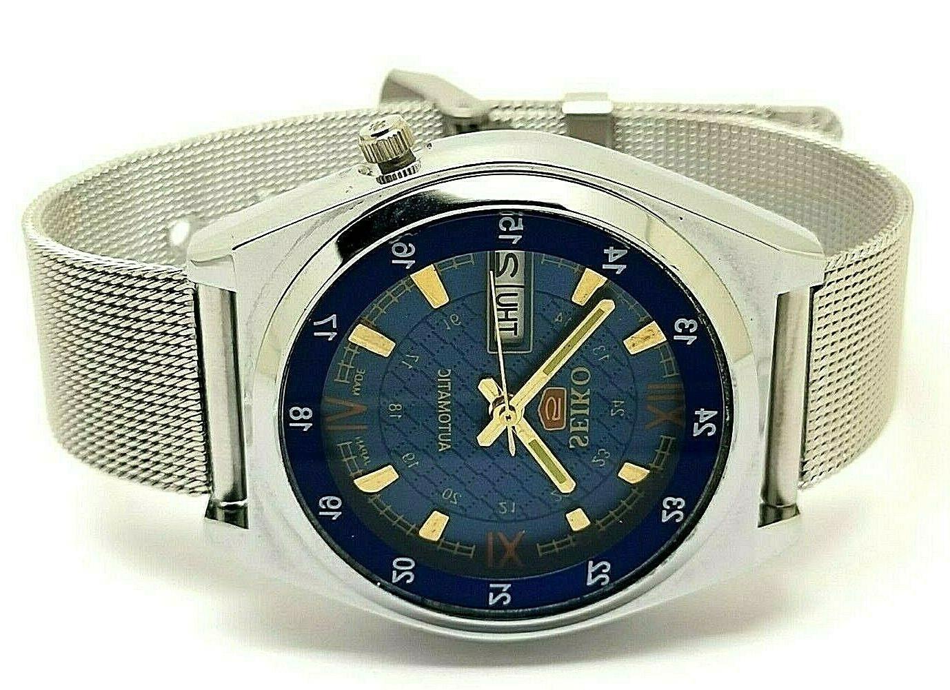 5 automatico uomo acciaio quadrante blu 7009