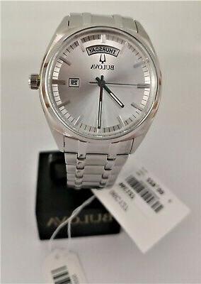 96c127 day date orologio classico uomo silver