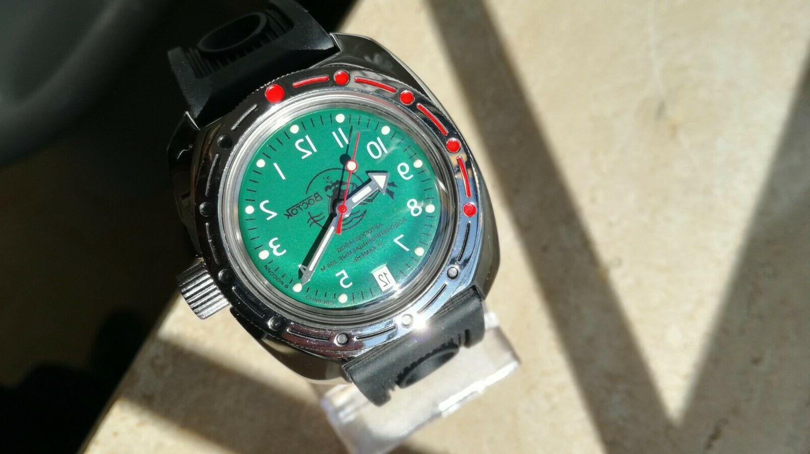 amphibia automatic russian watch 200m green scuba