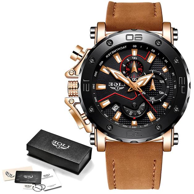 analogico pelle da uomo orologi sport data