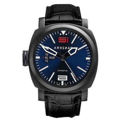 aquamarine automatico acciaio nero blu diver pelle