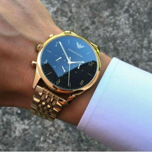 ar1893 quadrante nero oro acciaio orologio uomo