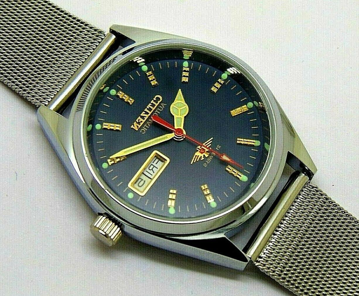 automatico uomo acciaio quadrante blu vintage japan