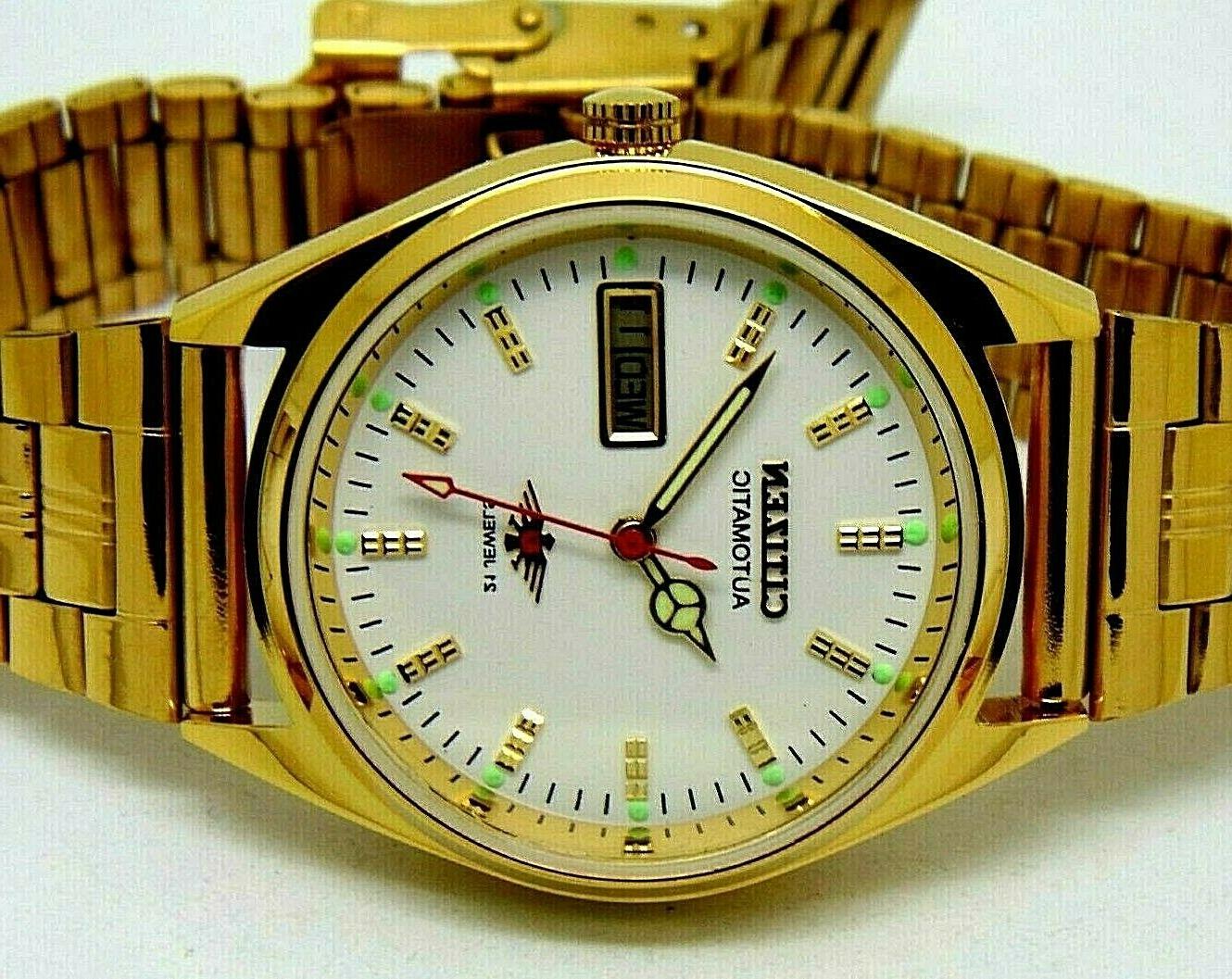 automatico uomo placcato oro quadrante bianco vintage