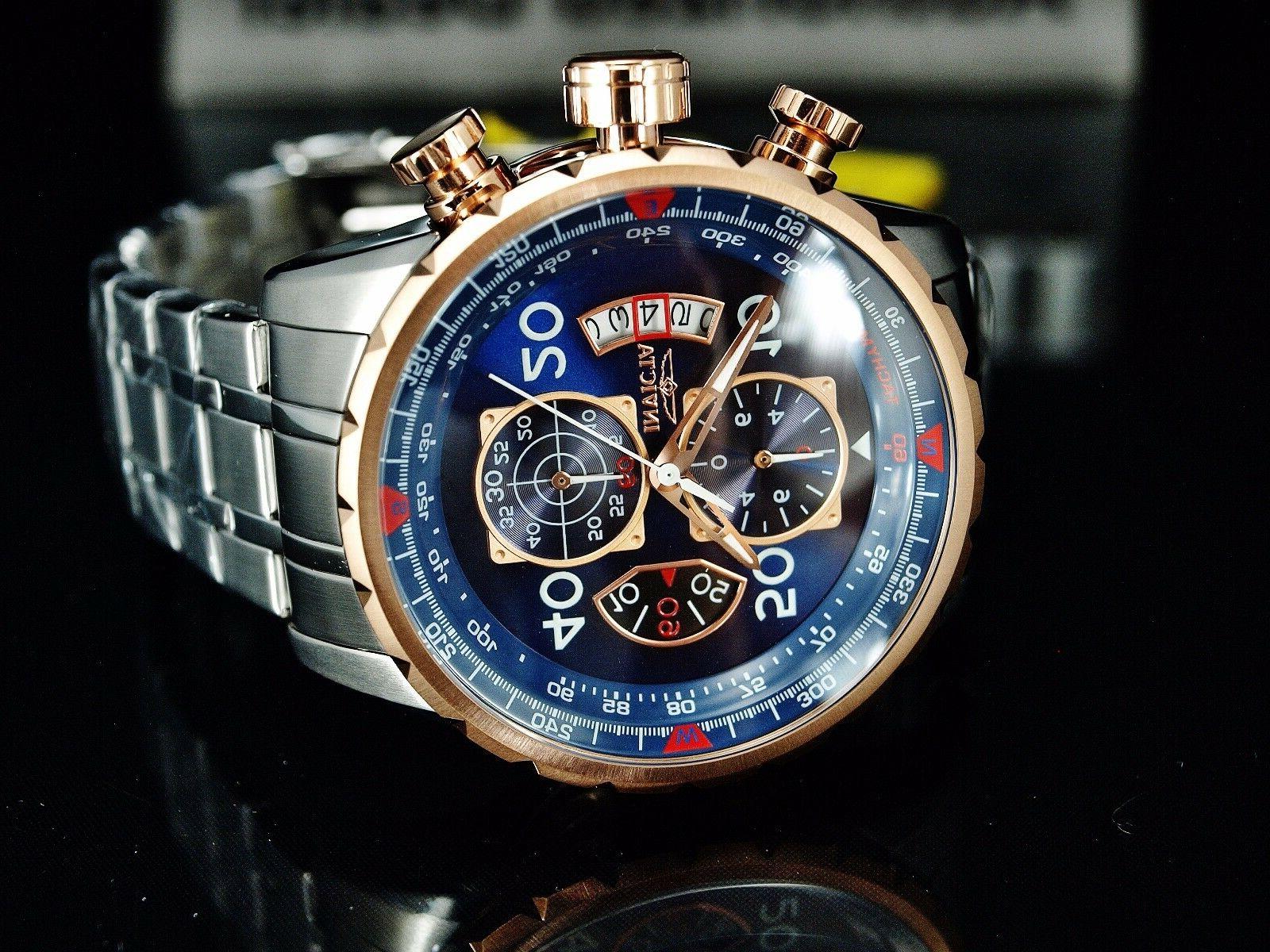 aviator chronograph silver tone steel