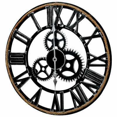 ax orologio parete nero mdf ingranaggi corda