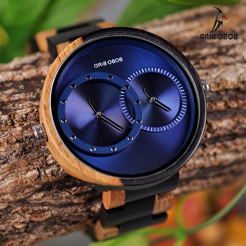 bird originale cronografo lusso uomo legno quarzo