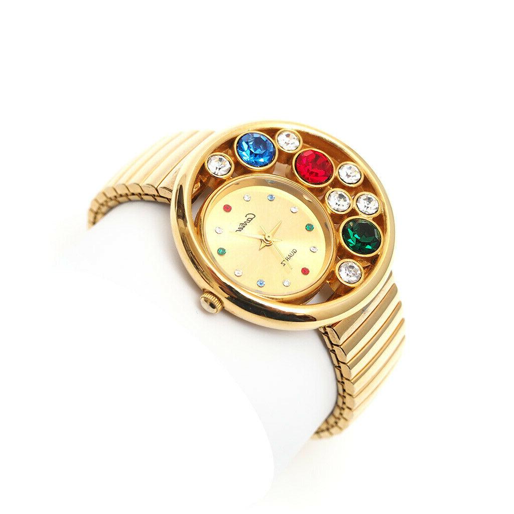bracciale orologio da donna dorato con strass