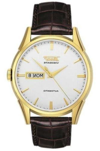 brown leather automatic watch