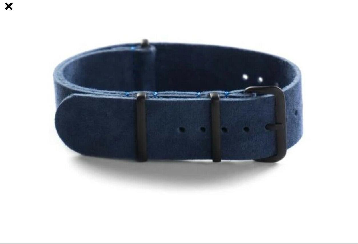 cinturino orologio nato in pelle scamosciata blu