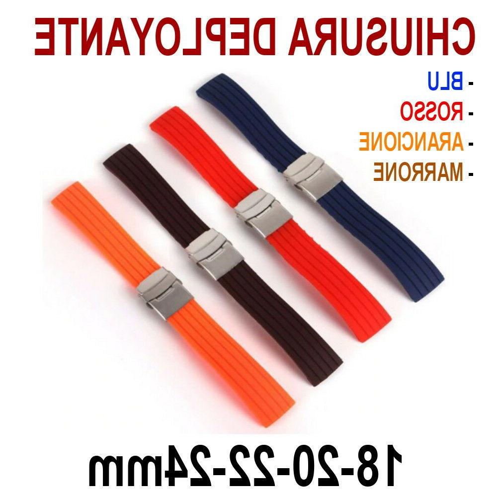 cinturino orologio silicone gomma deployante blu rosso