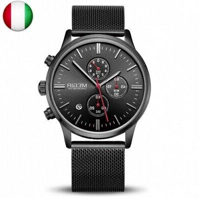 cronografo da uomo al quarzo con cinturino