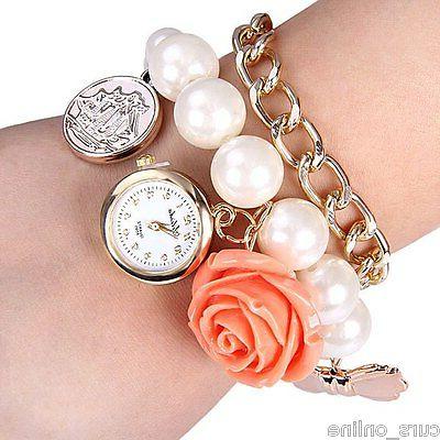 cursonline orologio vintage bracciale perle pendente fiore