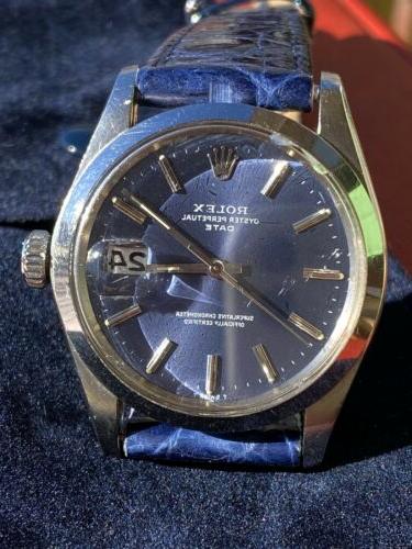 date 1500 vintage automatic 34 mm blue