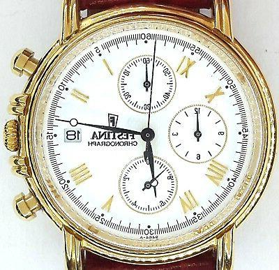 elegante orologio cronografo 9464 cinturino pelle rossa