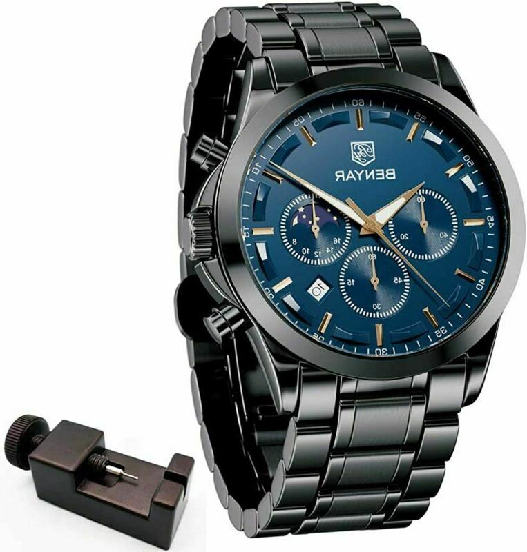 eleganti orologi uomo cronografo movimento nero blu
