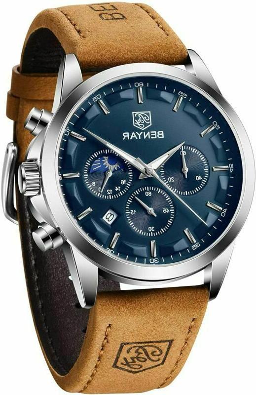 eleganti orologi uomo cronografo movimento quarzo blu