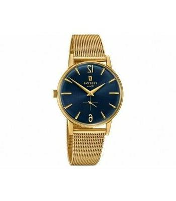 extra orologio uomo acciaio dorato quadrante blu