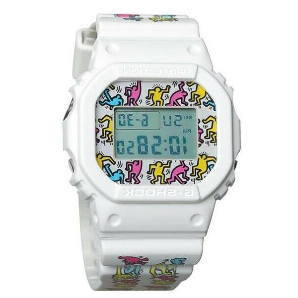 g shock dw 5600 keith haring white